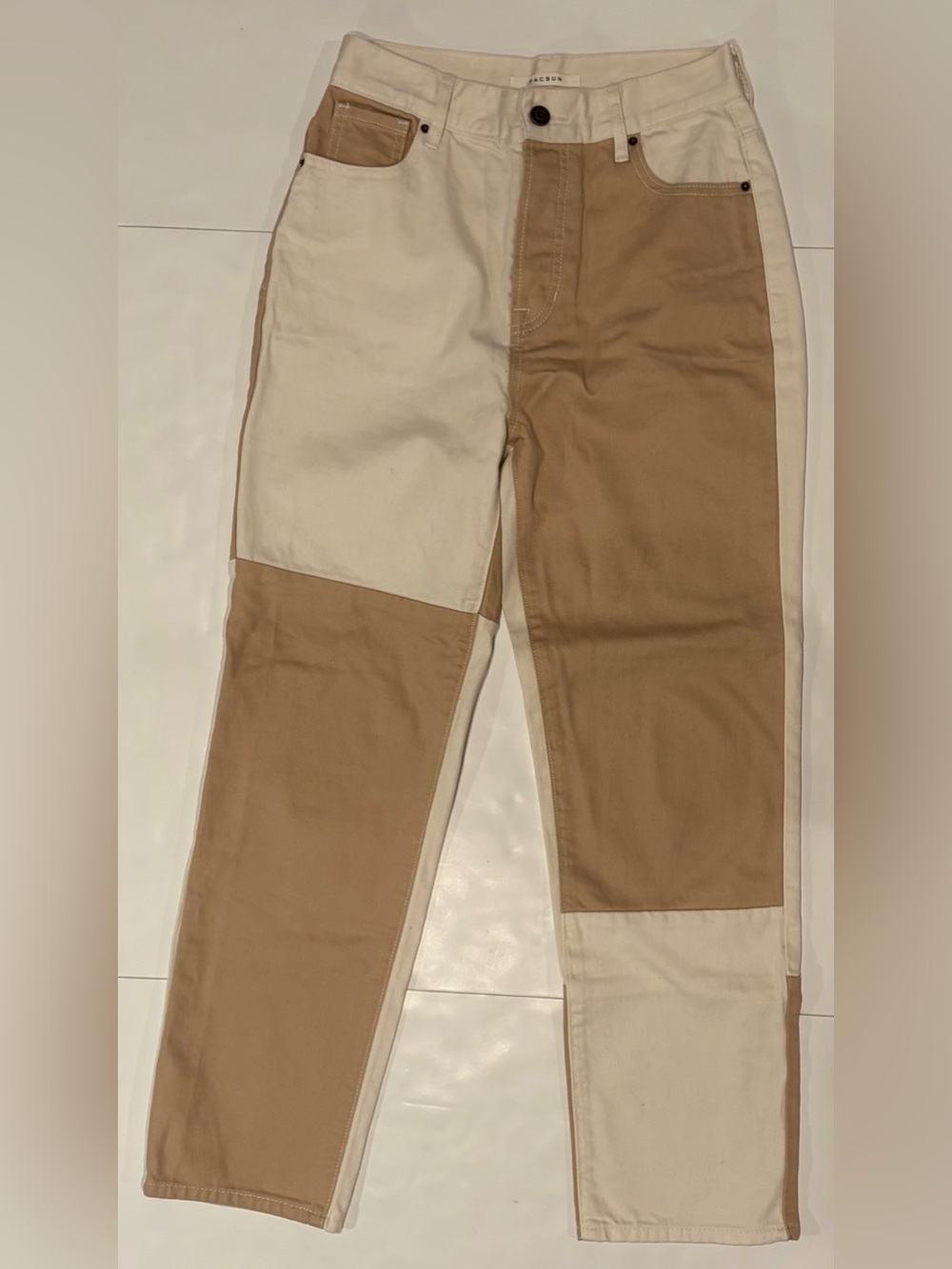 PacSun Colorblock Patchwork High Rise Straight Jeans - Size 25